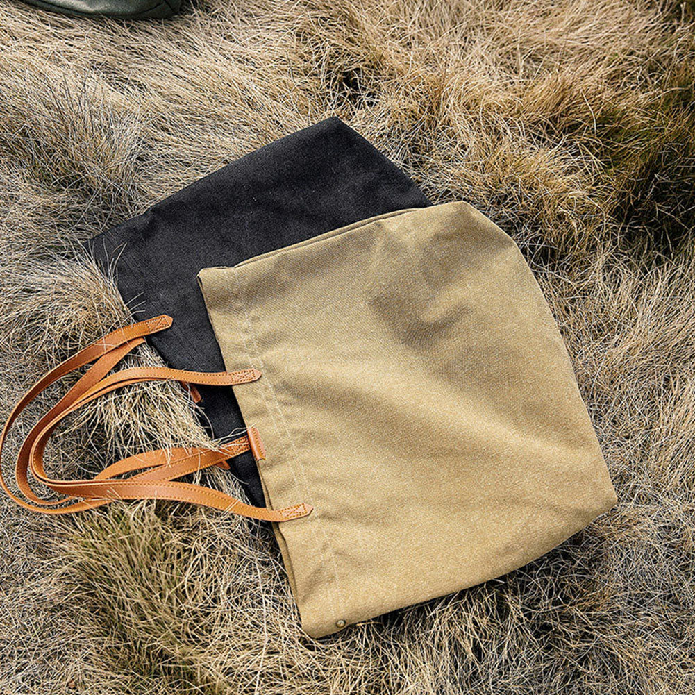 Faux Leather Strap Canvas Bag Shopping Travel Large Capacity Shoulder Handbag