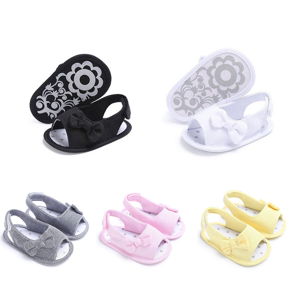Baby Girl Cute Bowknot Flower Soft Sole Prewalker Anti-Skid Shoes Summer Sandals