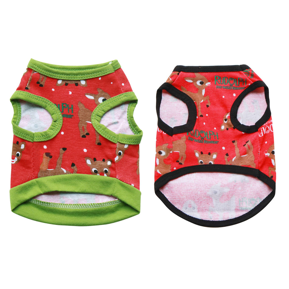 Cute Christmas Pet Vest Elk Print Breathable Sleeveless Top Dog Apparel Clothes