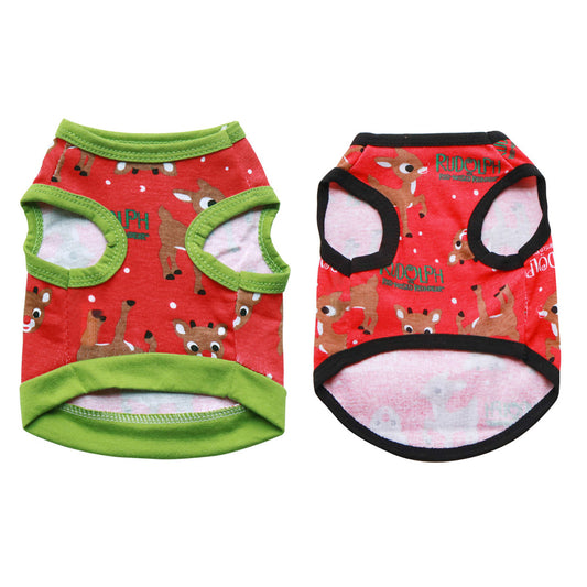 Cute Christmas Pet Vest Elk Print Breathable Sleeveless Top Dog Apparel Clothes