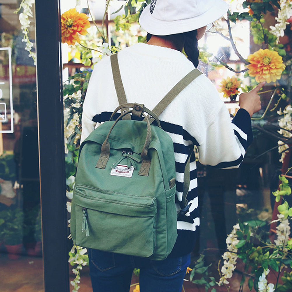 Vintage Canvas Shoulder Bag Backpack Student Women Girl Rucksack School Bookbag