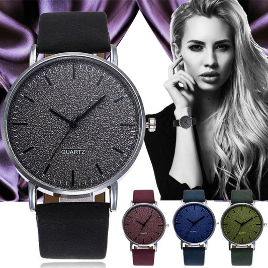 Simple Women Men Analog Quartz Round Dial Faux Leather Strap Wrist Watch Gift