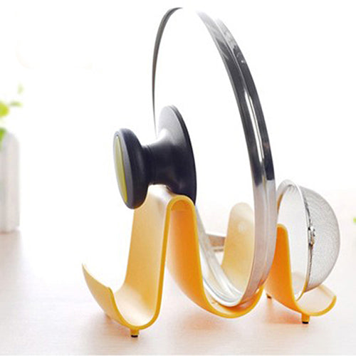 Plastic Kitchen Pot Pan Cover Lid Shell Stand Shelf Holder Rack Cooking Tool