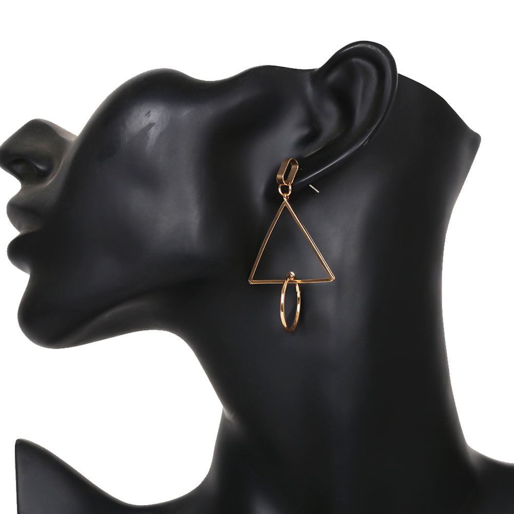 Triangle Circle Pendant Ear Studs Geometric Jewelry Fashion Women Earrings Gift