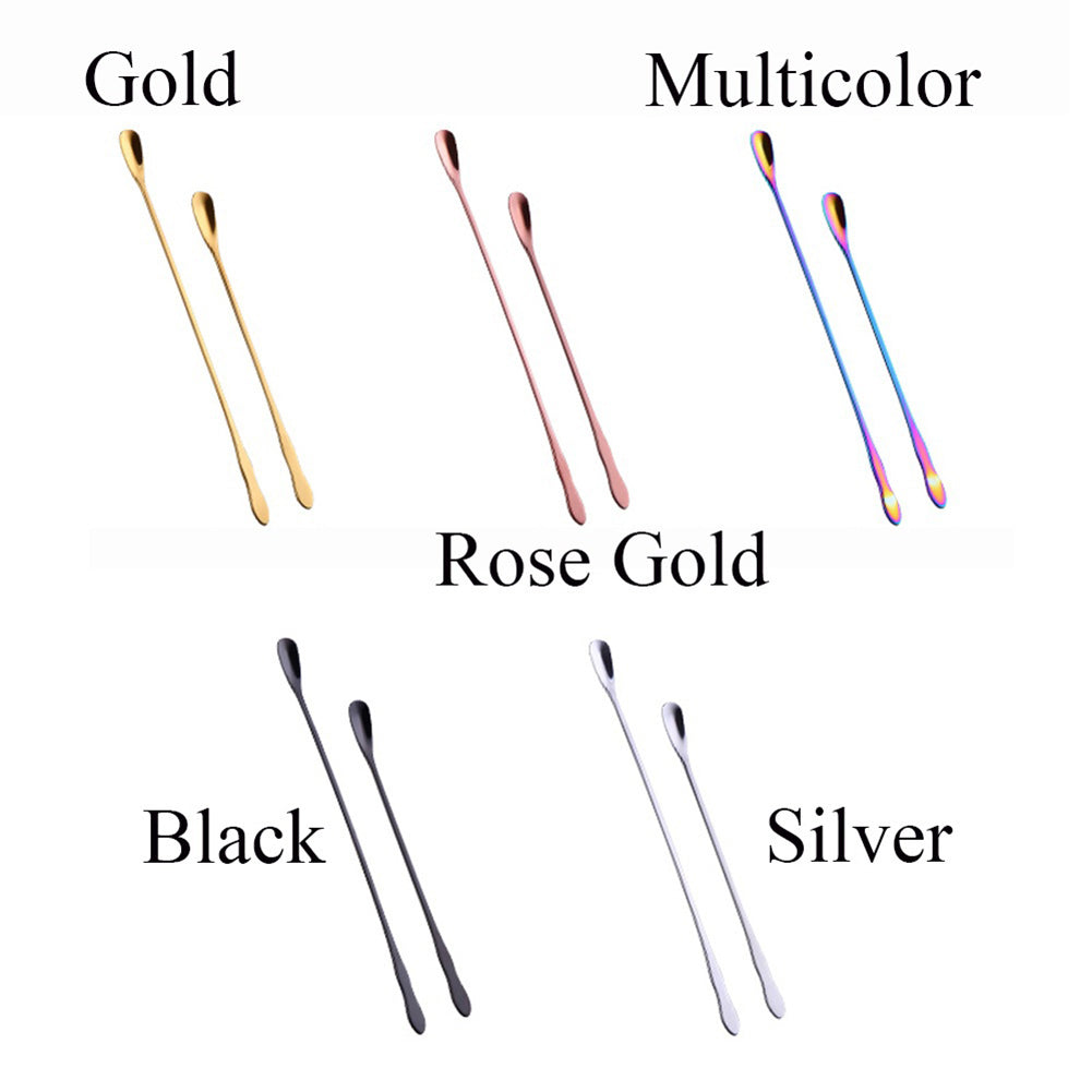 Stainless Steel Gourd Handle Ice Cream Dessert Scoop Coffee Drink Stir Spoon