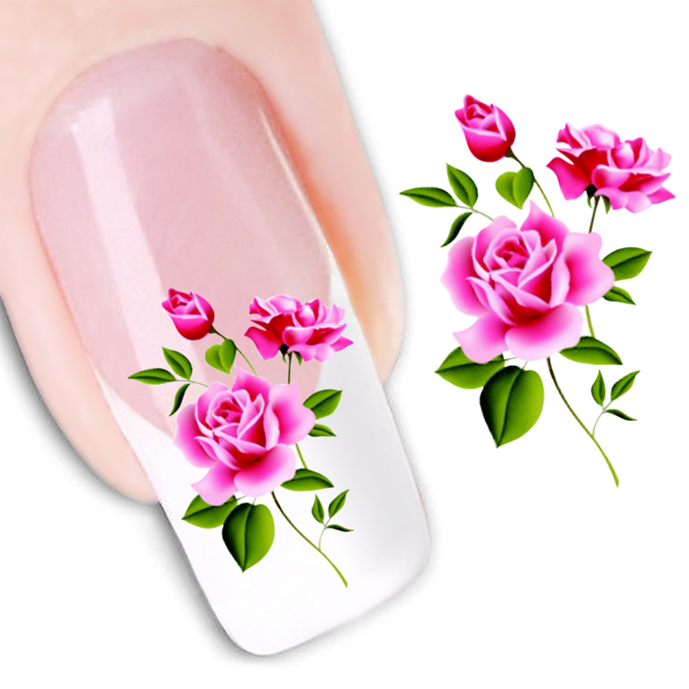 Elegant Women Butterfly Flower Peacock Feather Water Transfer Nail Art Sticker