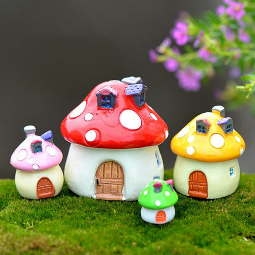 3 Sizes Mushroom Miniature Garden Ornament DIY Craft Pot Fairy Dollhouse Decor