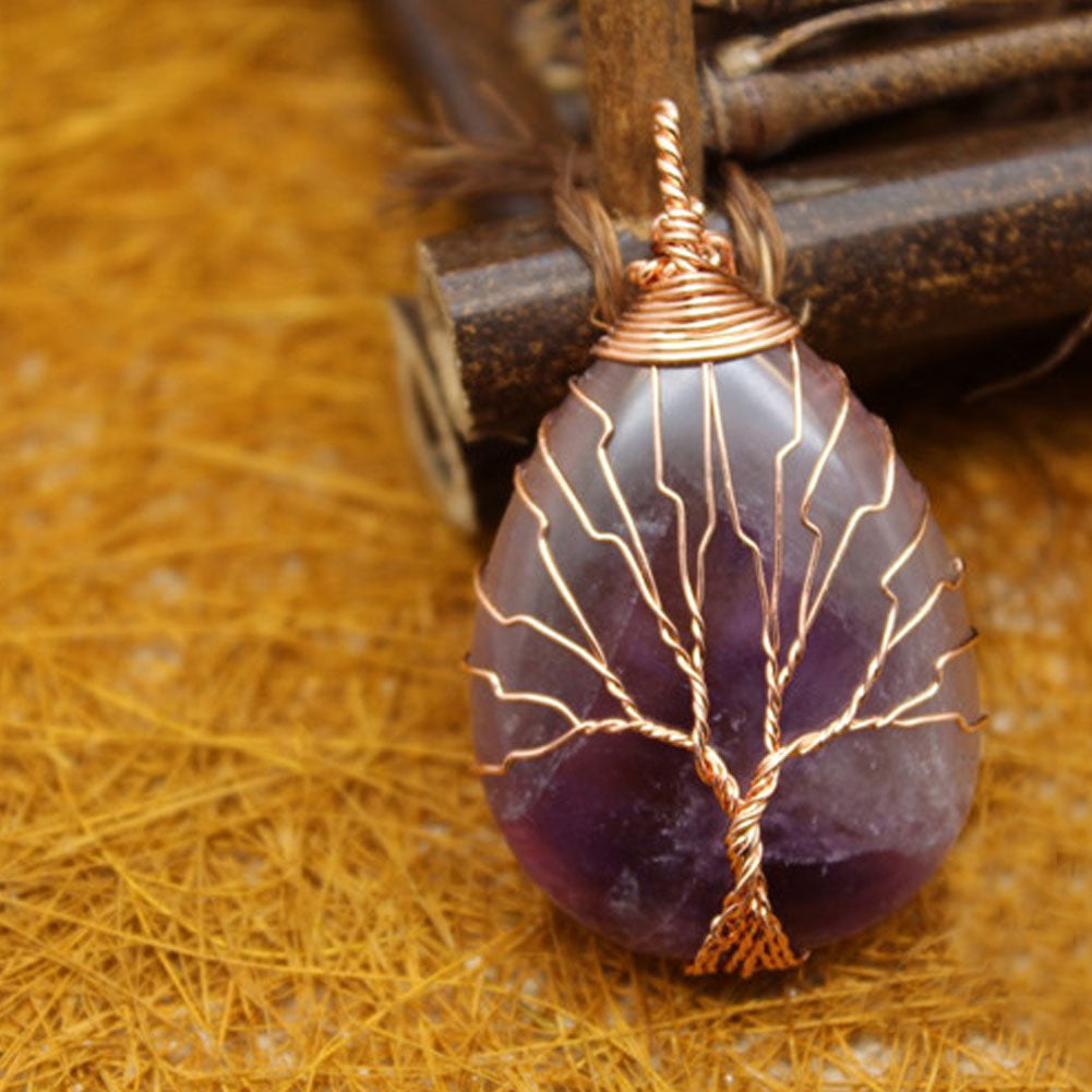 Natural Stone Waterdrop Shape Pendant Charm Necklace Jewelry DIY Accessory