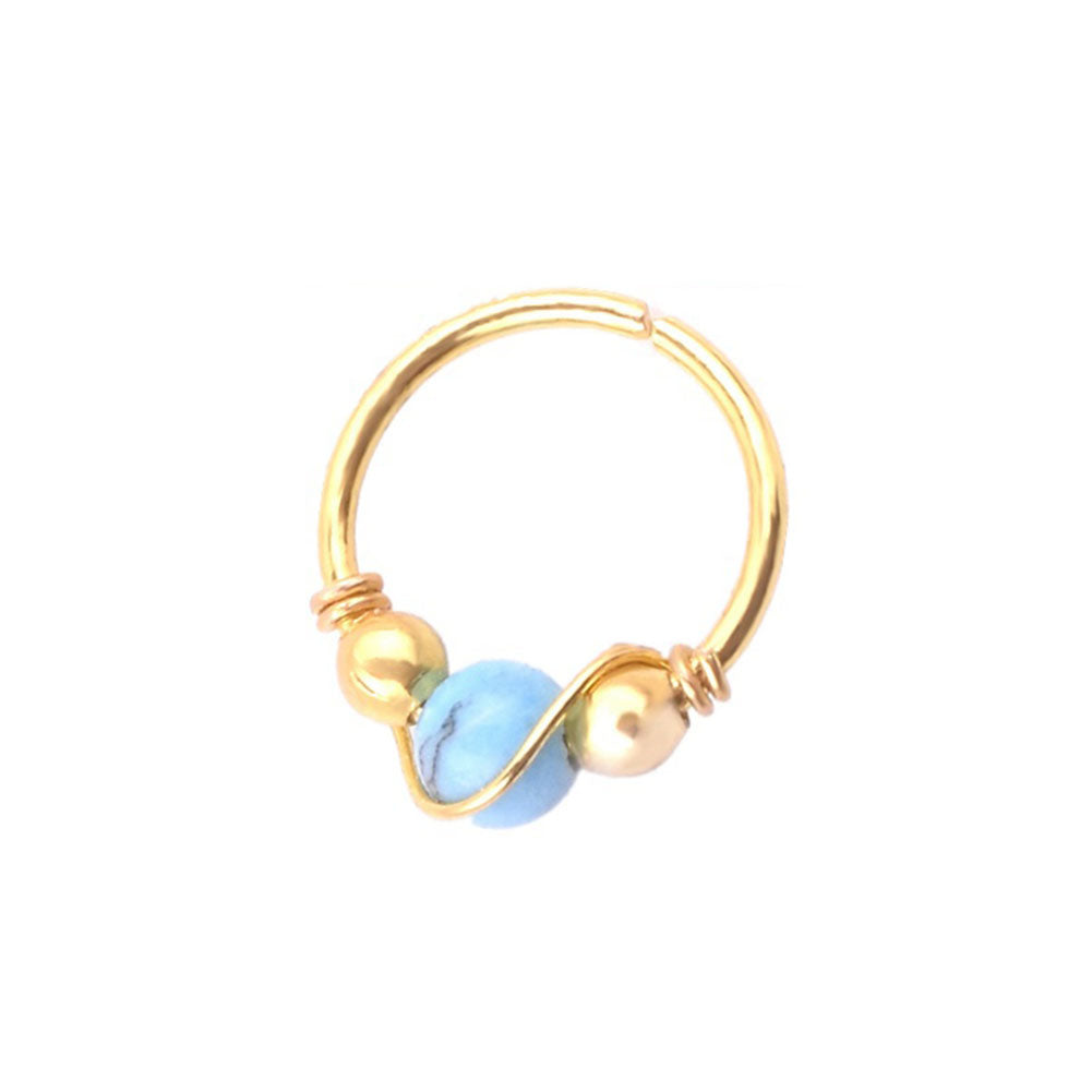 Fashion Women Beads Earring Lip Nose Ring Nostril Hoop Body Piercing Jewelry