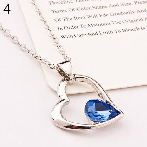 Women's Love Heart Crystal Pendant Chain Collar Bib Choker Party Gift Necklace