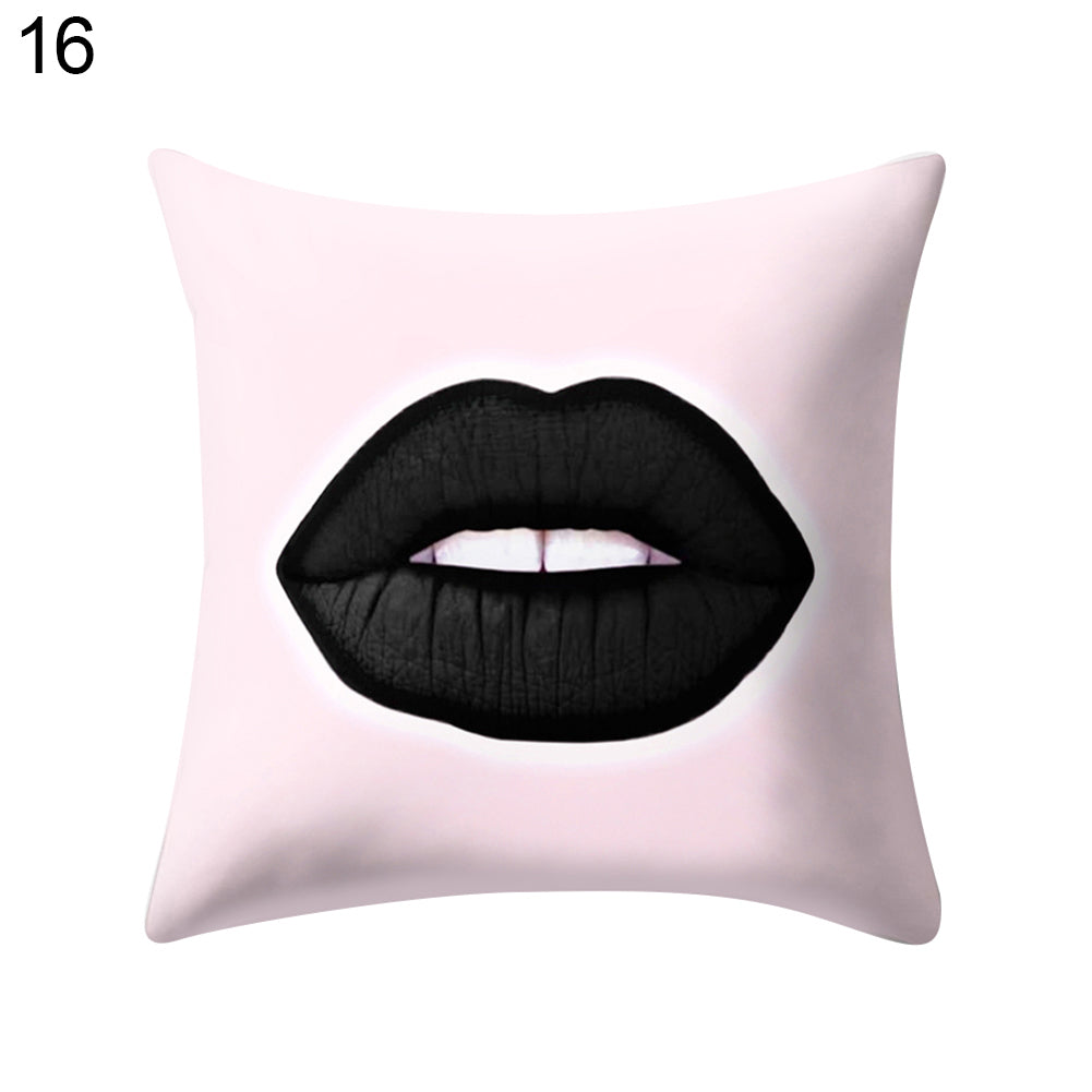 Sexy Lip Peach Skin Cushion Cover Square Throw Pillowcase Coffee House Bar Decor