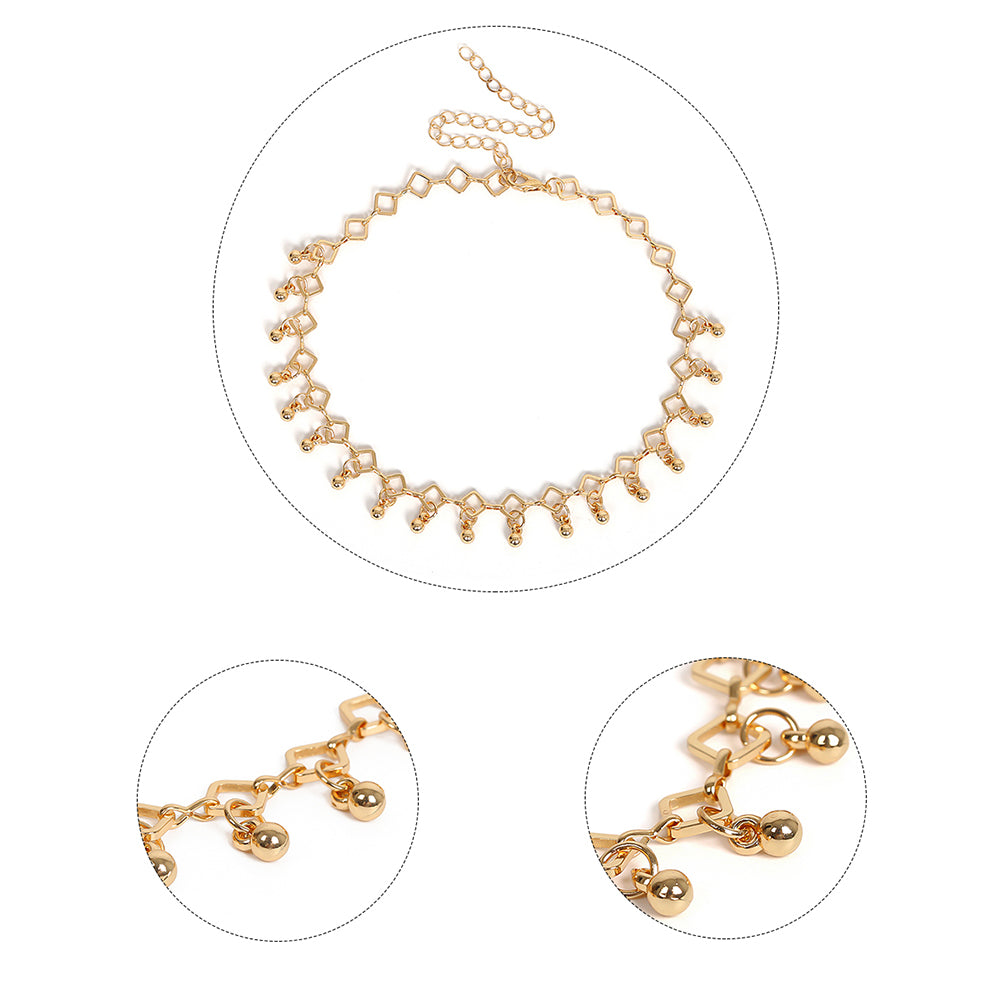 Bohemia Rhombus Metal Ball Pendant Choker Necklace Evening Party Women Jewelry