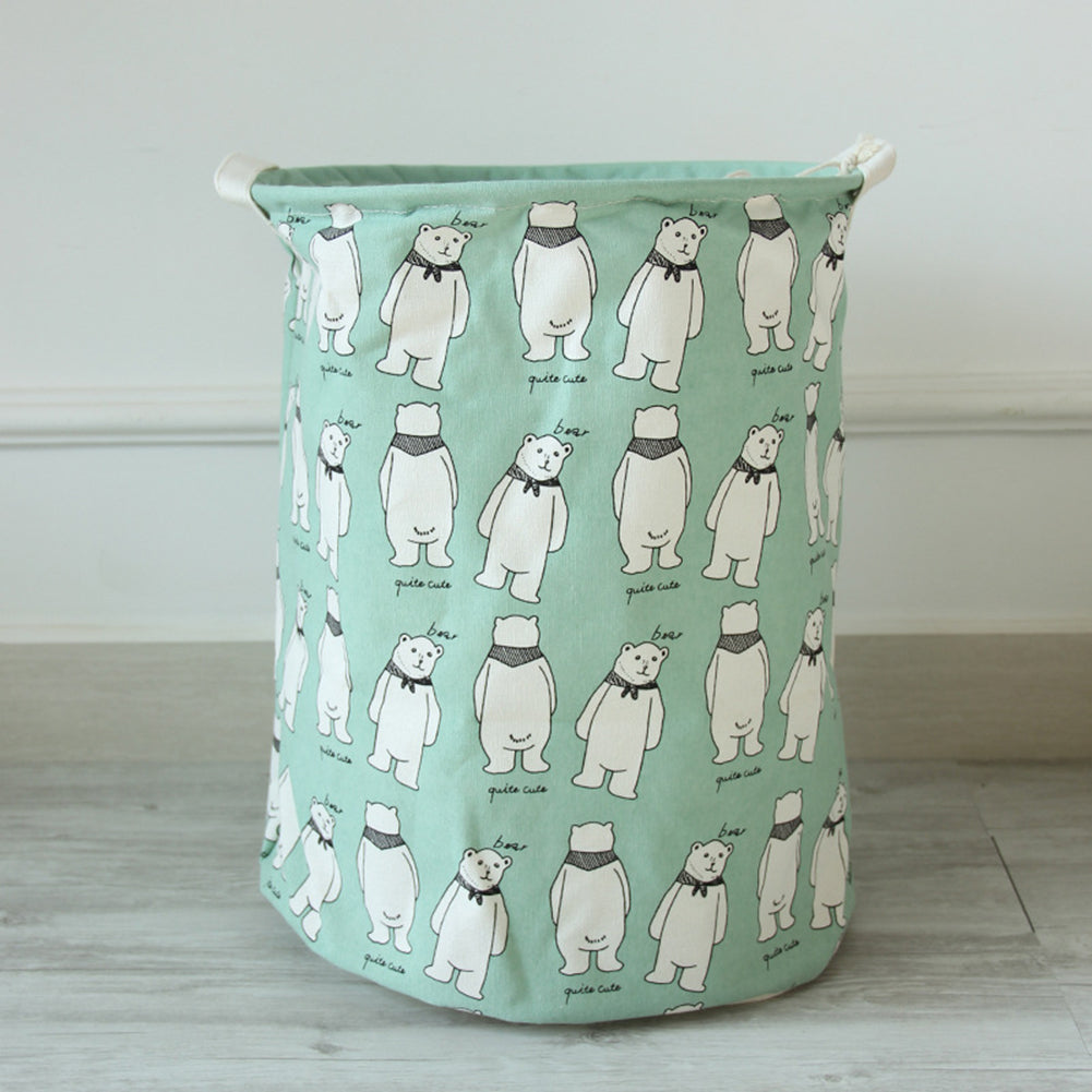 Cartoon Pattern Laundry Basket Home Washing Sorter Hamper Cotton Storage Bag