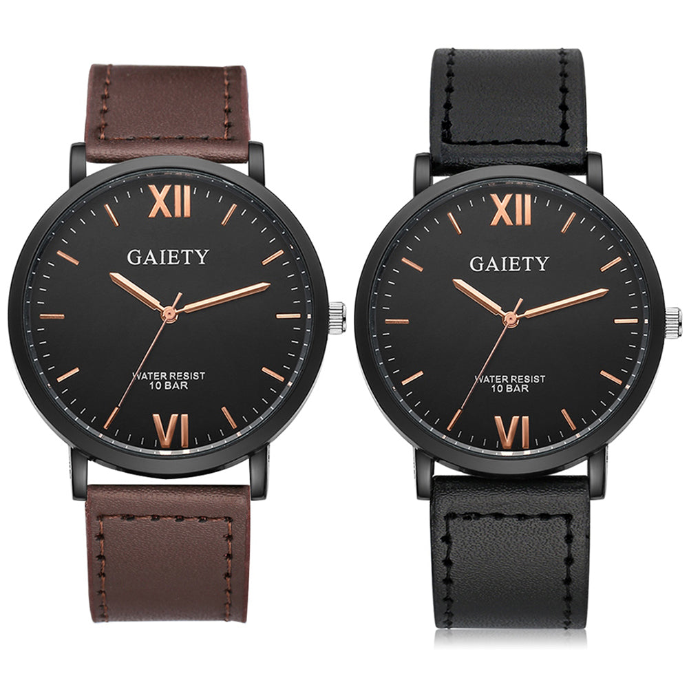 Men Fashion Casual Sport Roman Numerals Faux Leather Quartz Analog Wrist Watch