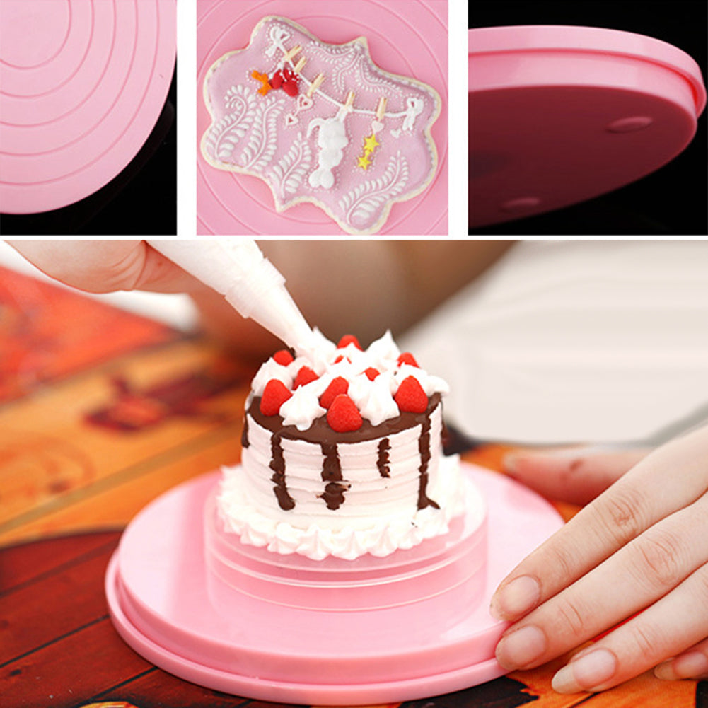 14cm Round Food-grade Plastic Rotating Cake Turntable Stand Baking Decor Plate