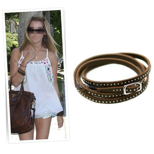 Fashion Women Men Punk Multilayer Faux Leather Rivet Bracelet Bangle Jewelry