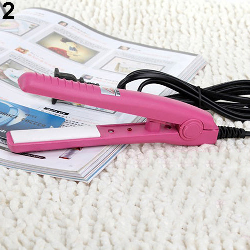 US Plug Mini Travel Ceramic Hair Crimper Curl Straightener Flats Iron Perm Splint