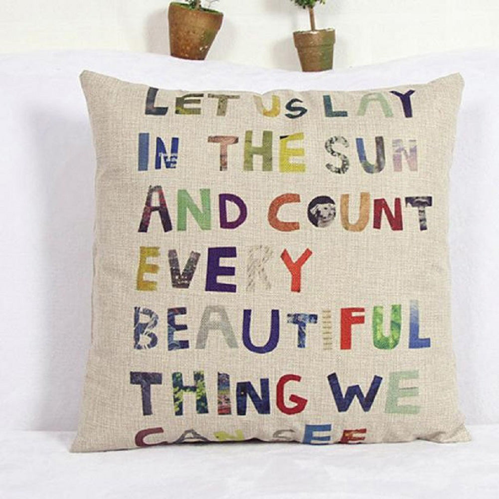 Love Letter Printed Pillow Case Bed Sofa Square Throw Cushion Cover Decoration