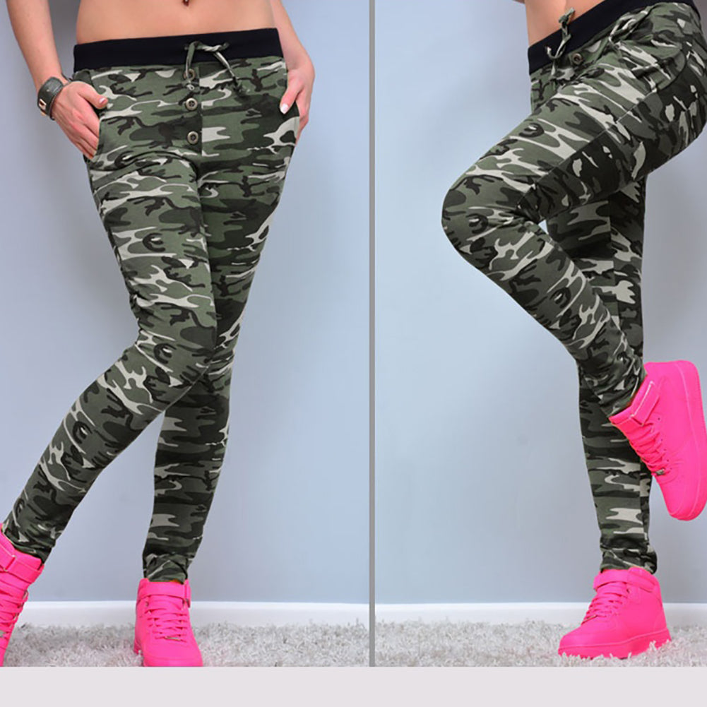 Women's Fashion Camouflage Skinny Leggings Stretch Slim Pencil Pants Trousers