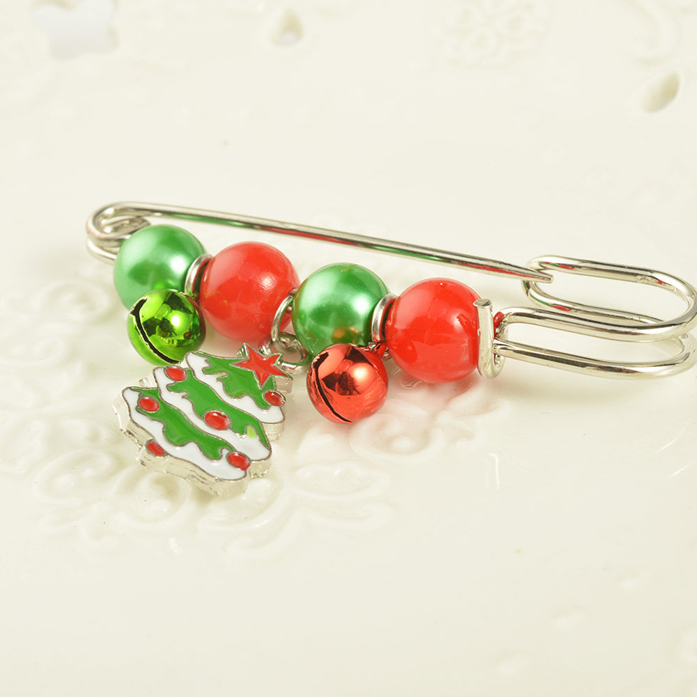 Handcraft Gift Santa Claus Christmas Tree Pattern Small Bell  Cute Brooch Pin