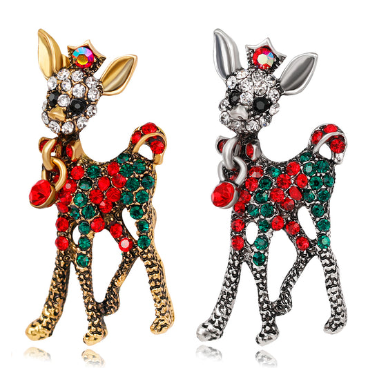 Wedding Bridal Bouquet Brooch Pin Women Silver Golden Tone Xmas Deer Brooch Gift