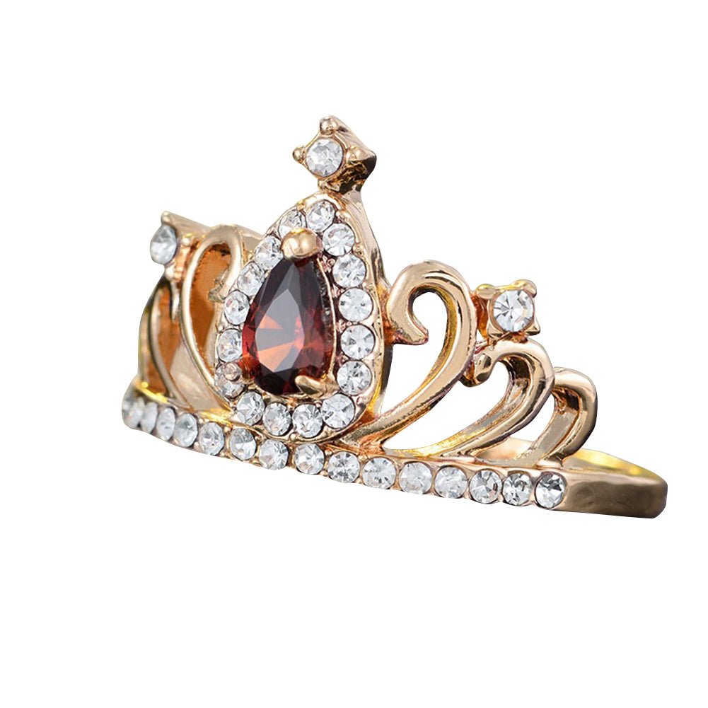 Waterdrop Shape Rhinestone Crown Finger Ring Bridal Jewelry Women Luxury Gift