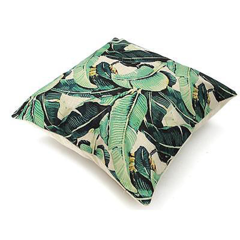 18inch Green Leaf Linen Cushion Cover Throw Pillow Case Sofa Home Decoration