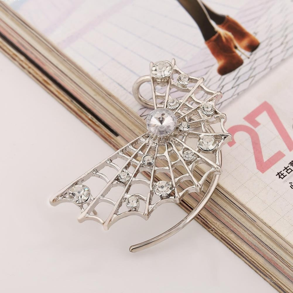 1Pc Fashion Women Earrings Hollow Spider Web Zircon Left Ear Wrap Clip Cuff