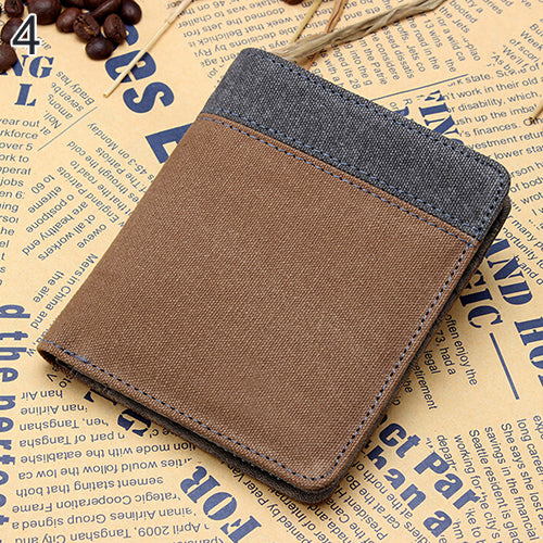 Men's Short Canvas Wallet Vertical Horizontal Bifold Card Money Clutch Multi-slot