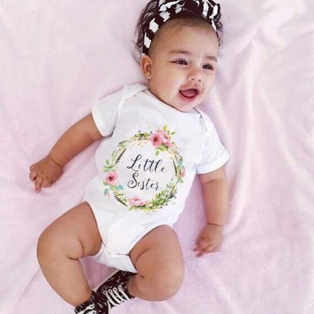 Newborn Girl Baby Kids Little Sister Romper Bodysuit Big Cotton T-shirt Top Gift