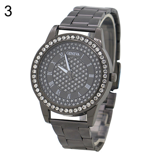Men's Women's Fashion Rhinestone Inlaid Wristwatch Luxury Analog Business Watch