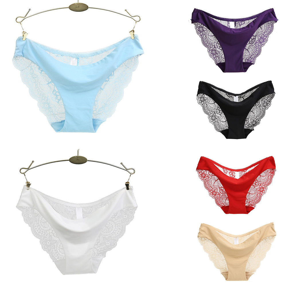 Sexy Floral Lace Hollow See Through Briefs Low Rise Underwear Women’s Panties