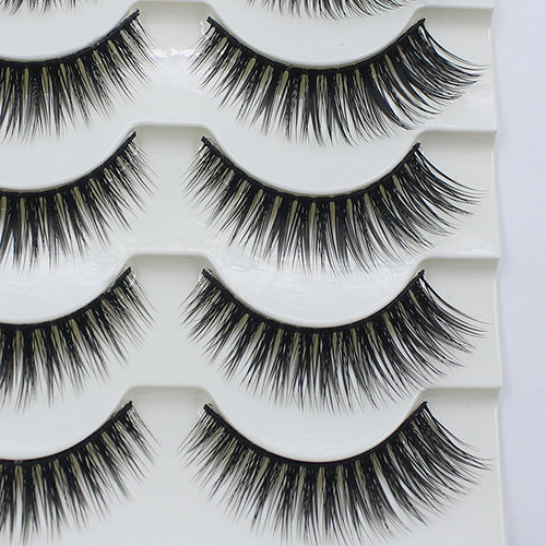 Women 5 Pairs Luxury Makeup 3D False Eyelashes Cross Natural Long Eye Lashes