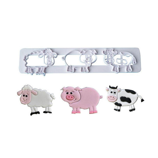 Lovely Farm Animal Sheep Pig Cow Plastic Candy Cookies Mold Cake Baking Mould