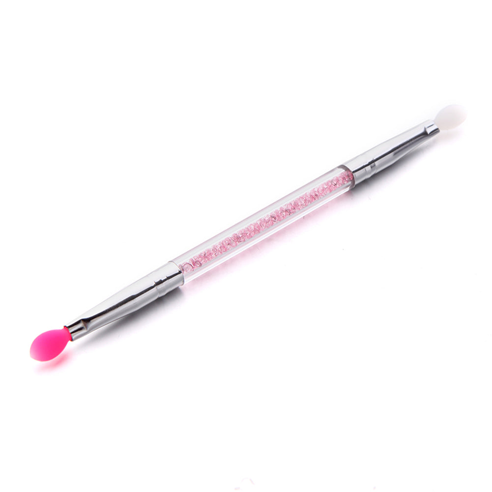 Double Ended Silicone Head Rhinestone Eyeshadow Eyebrow Lip Makeup Brush Tool