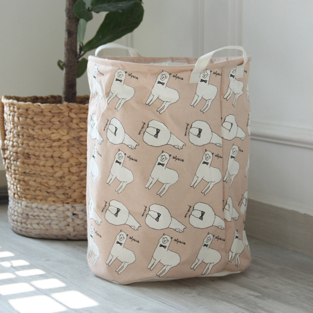 Cartoon Pattern Laundry Basket Home Washing Sorter Hamper Cotton Storage Bag