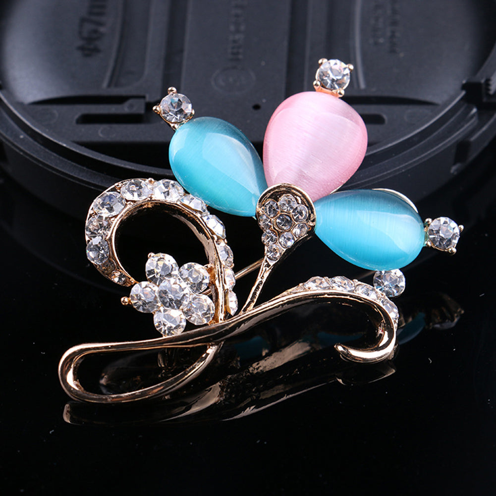 Faux Opal Rhinestones Tulip Jewelry Women Girls Fashion Scarf Shawl Brooch Pin