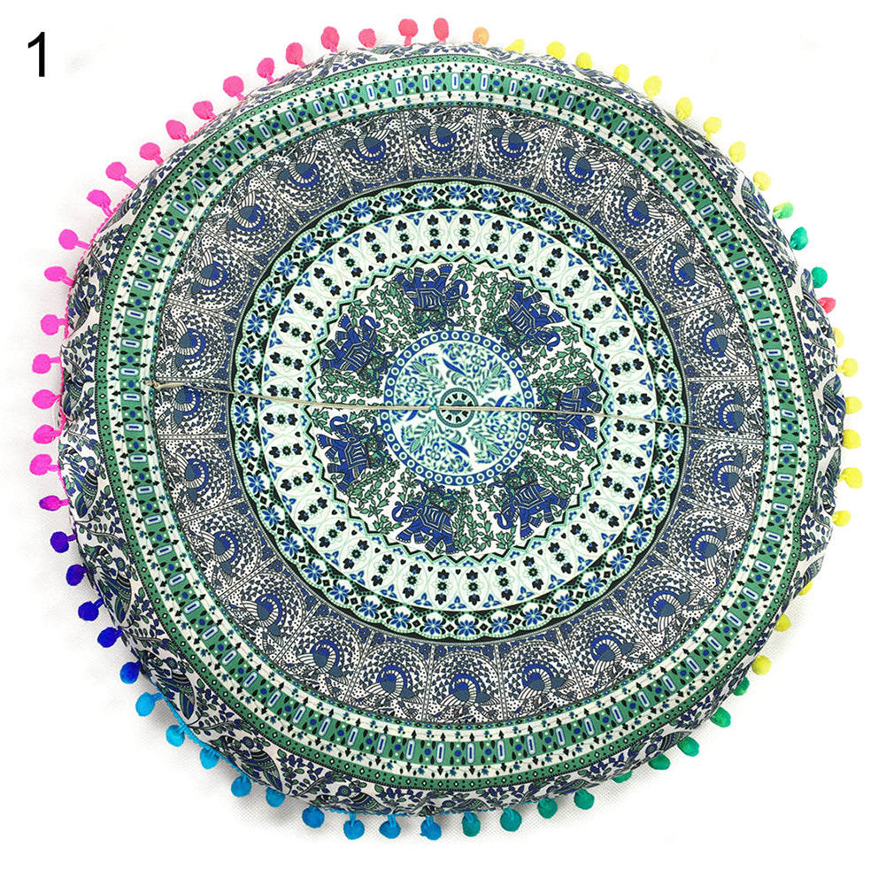 Indian Mandala Floor Round Pillow Case Meditation Boho Cushion Cover Decoration