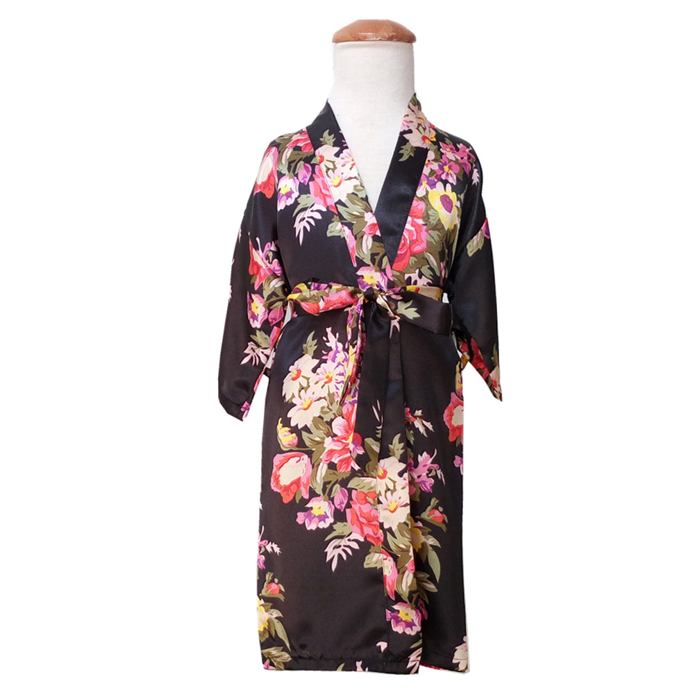 Floral Printed Kids Girls Sweet Kimono Dressing Gown Bath Robe Sleepwear Pajamas