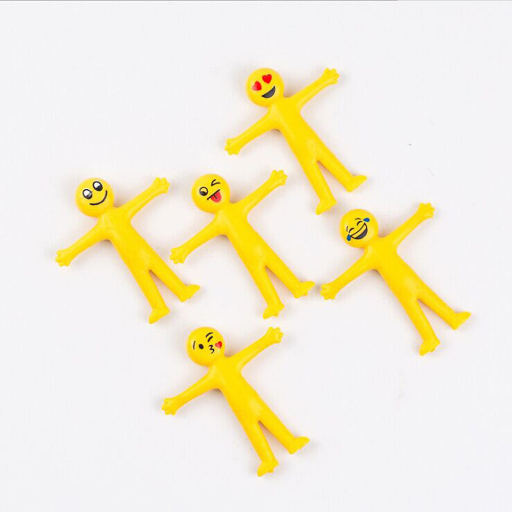 5Pcs Novelty Cute Emoji Doll Stretch Decompression Squeeze Stress Relief Toy