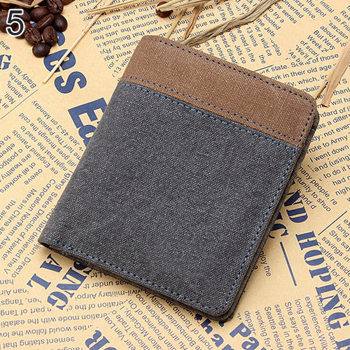 Men's Short Canvas Wallet Vertical Horizontal Bifold Card Money Clutch Multi-slot
