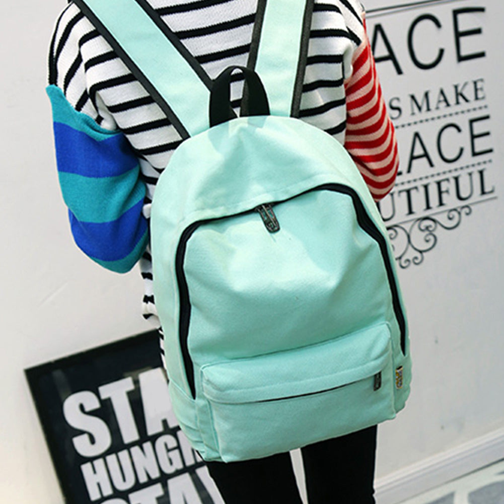 Simple Canvas Students Women Girl Backpack Rucksack School Shoulder Bag Bookbag