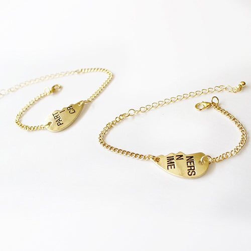 2Pcs Women's Break Heart Chain Partners Best Friend Sisters Bracelets Gift