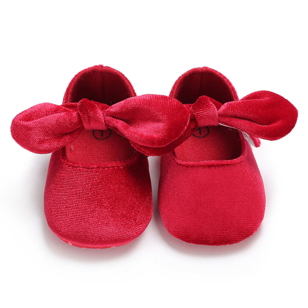 Cute Baby Girls Princess Bowknot Solid Color Soft Sole Shoes Prewalker Footwear