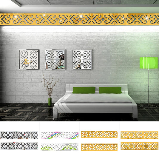 DIY Acrylic Line Mirror Wall Stickers Bedroom Living Room Hallway Home Decors