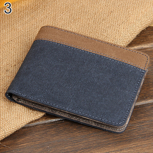 Men's Short Canvas Wallet Vertical Horizontal Bifold Card Money Clutch Multi-slot