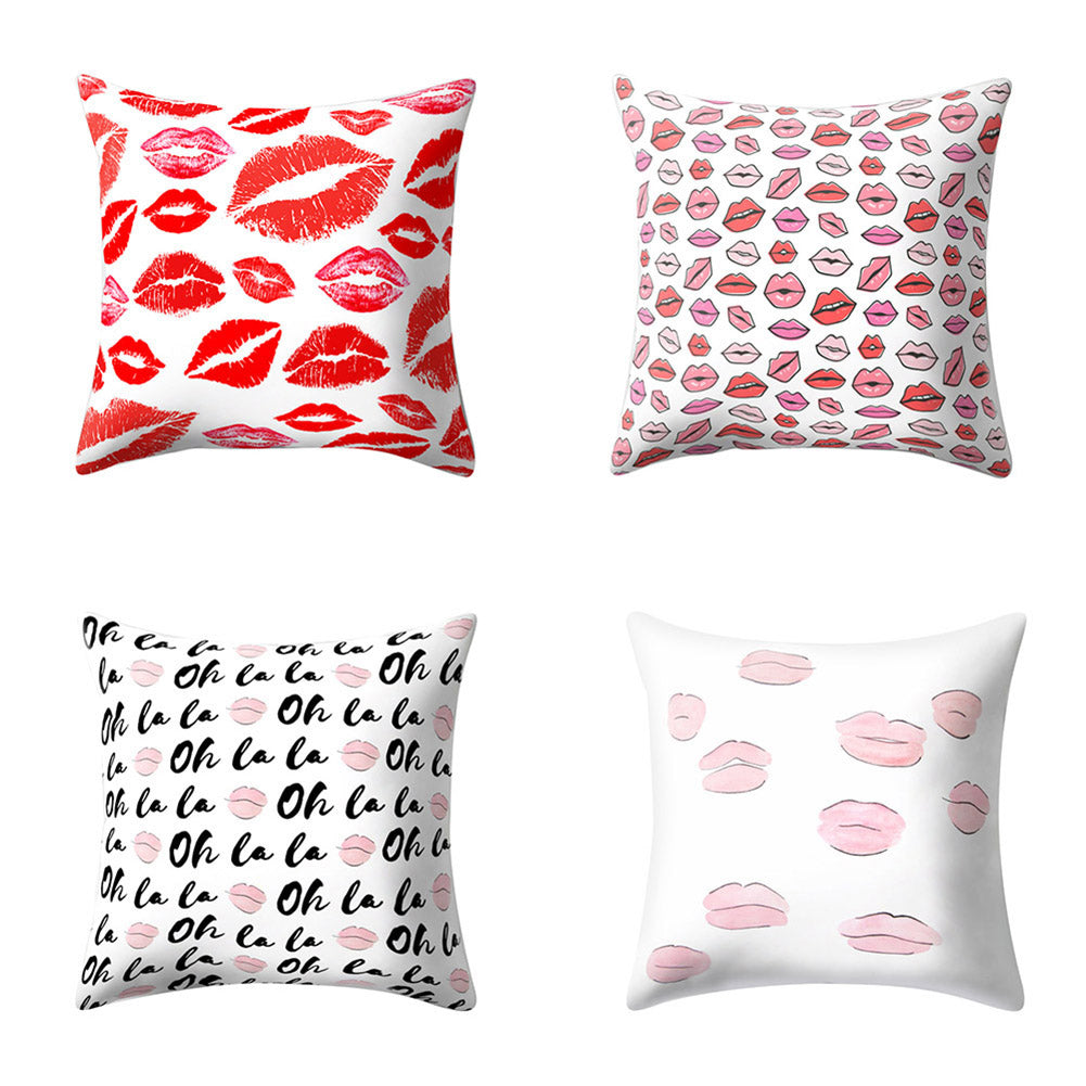 Sexy Lip Peach Skin Cushion Cover Square Throw Pillowcase Coffee House Bar Decor