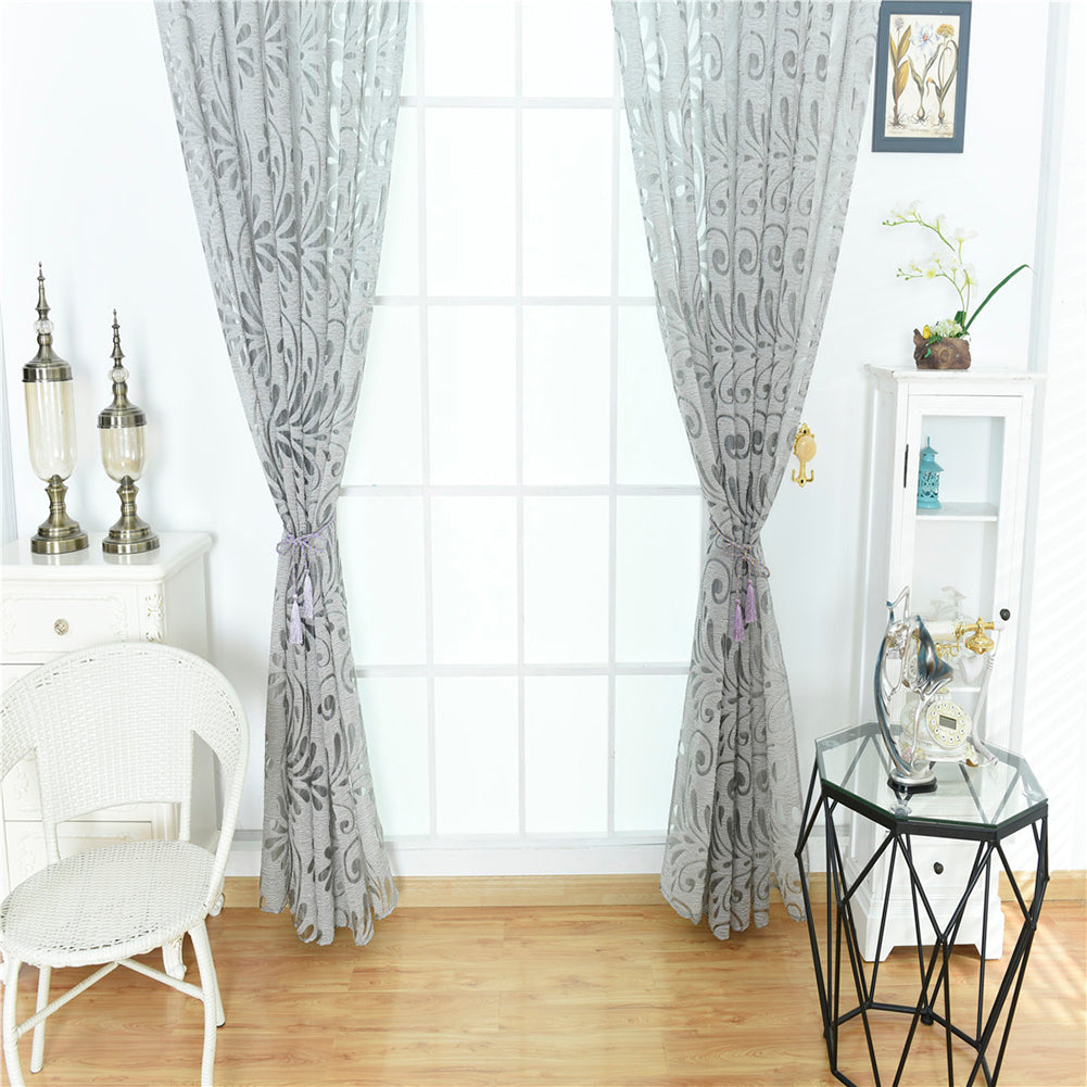 Fashion Phoenix Tail Window Curtain Sheer Divider Panel Perforated Bedroom Decor