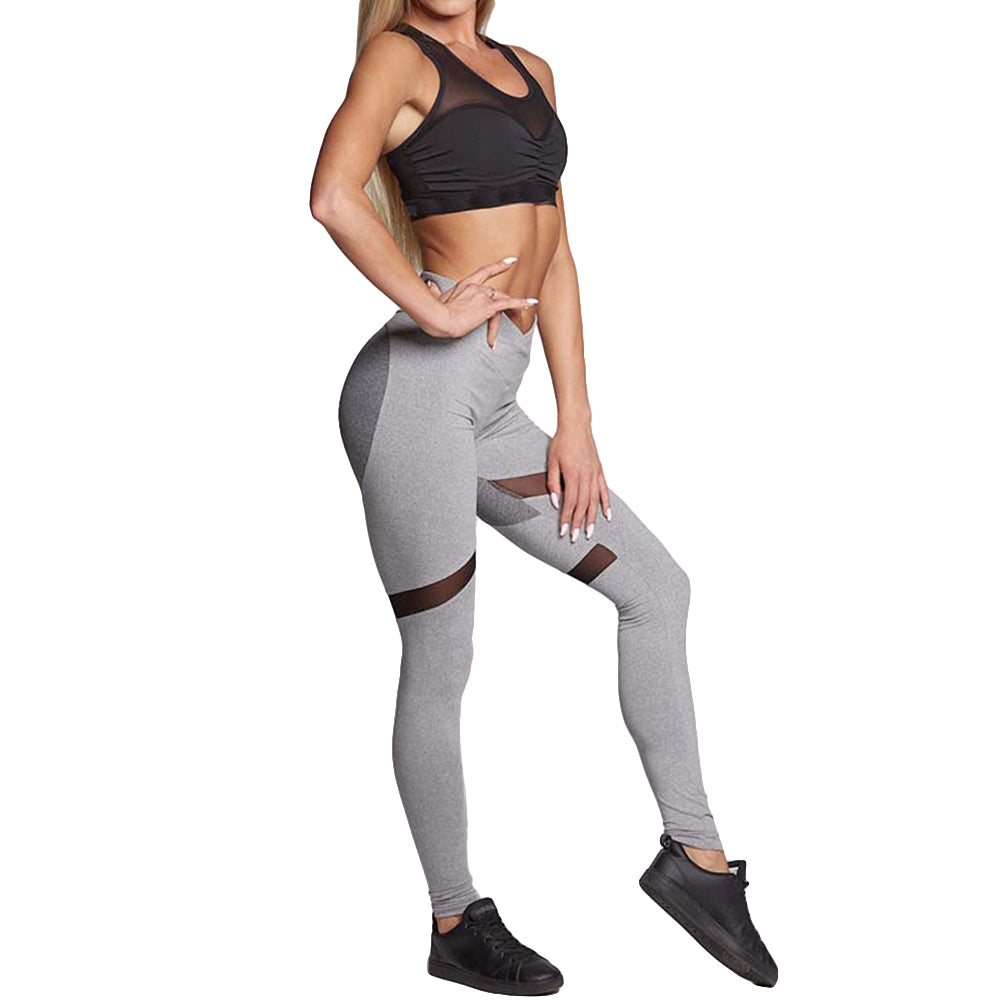 Women Casual Slim V Rise Heart Back Spliced Breathable Sport Yoga Leggings Pants
