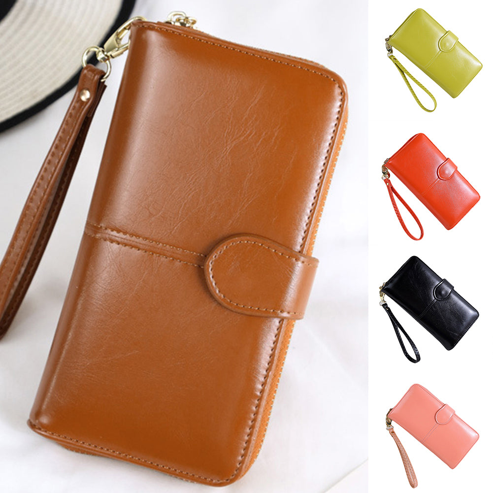 Women Fashion Faux Leather Purse Cash Card Storage Large Capacity Long Wallet